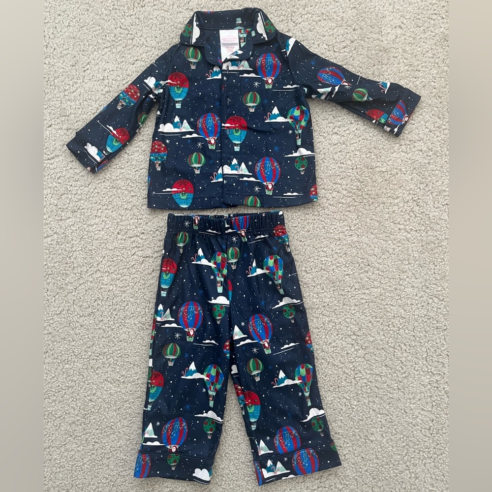 Target Wondershop Navy Hot Air Balloon Toddler Christmas Pajamas Sz 18 Months
